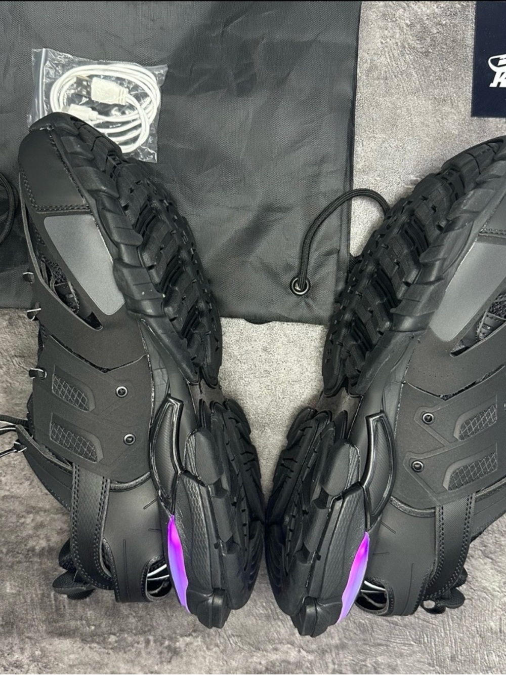 Balenciaga Black Sneakers with Purple Light-Up Midsole - Picture 4 of 5